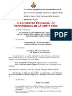 Agenda de Actos III Encuentro Santas Cenas de Jaén