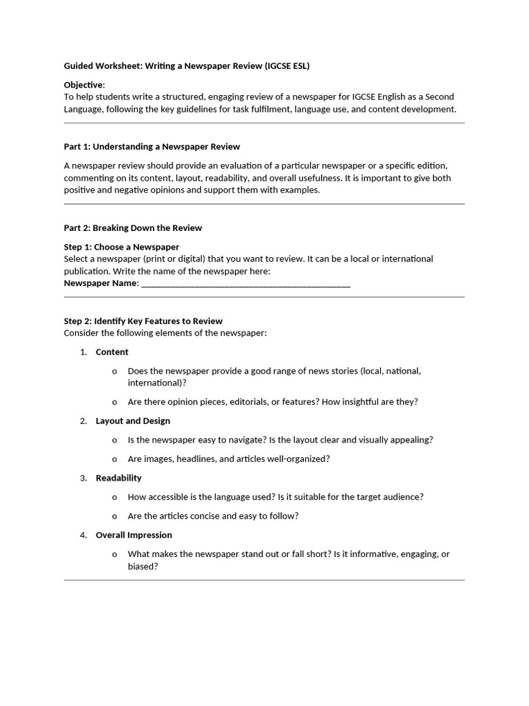 Newspaper review | PDF | Newspapers | Page Layout