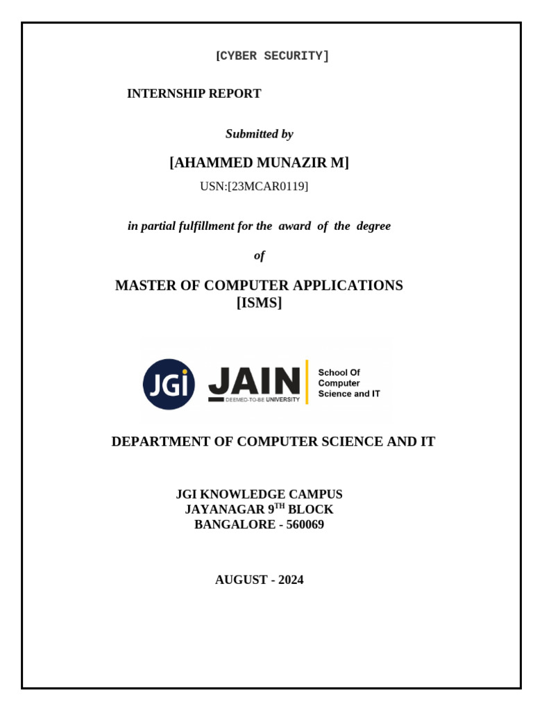Cyber Security Internship Report | PDF | Cryptography | Encryption