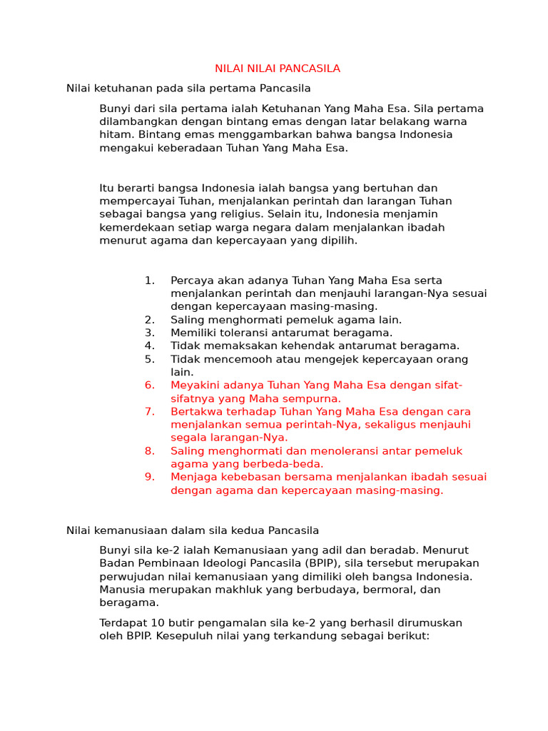 Nilai Nilai Pancasila Pdf