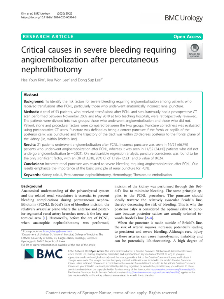 Critical Causes in Severe Bleeding Requiring Angio | PDF | Kidney ...
