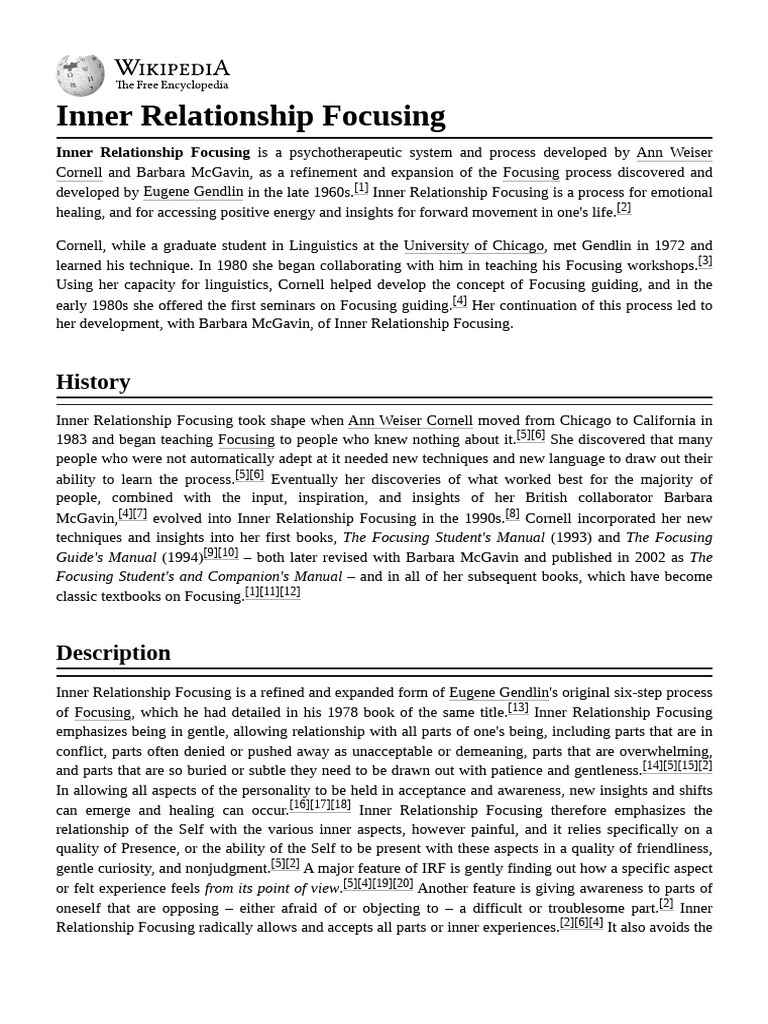 Inner Relationship Focusing Overview | PDF | Personal Development ...