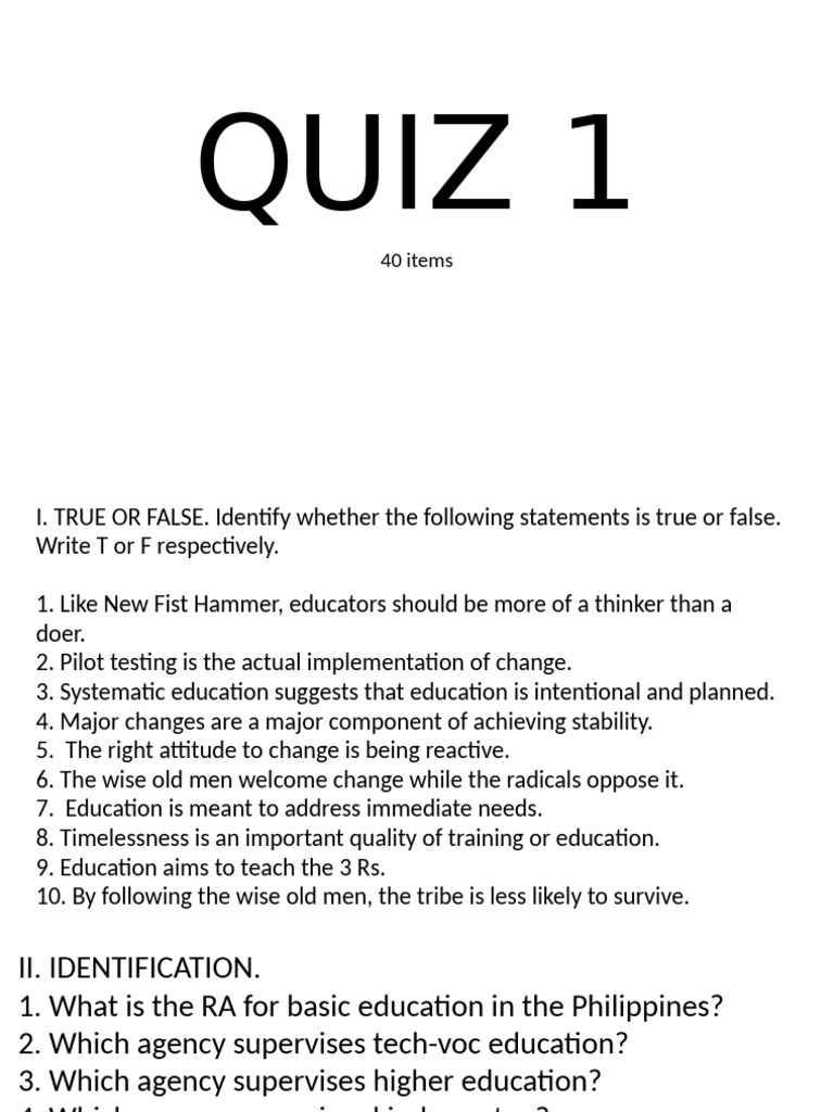 QUIZ+1.+Module+1 | PDF | Curriculum | Teachers