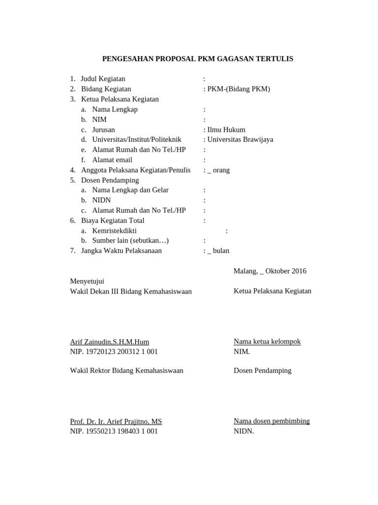 Administrasi Proposal PKM | PDF | Karier & Perkembangan