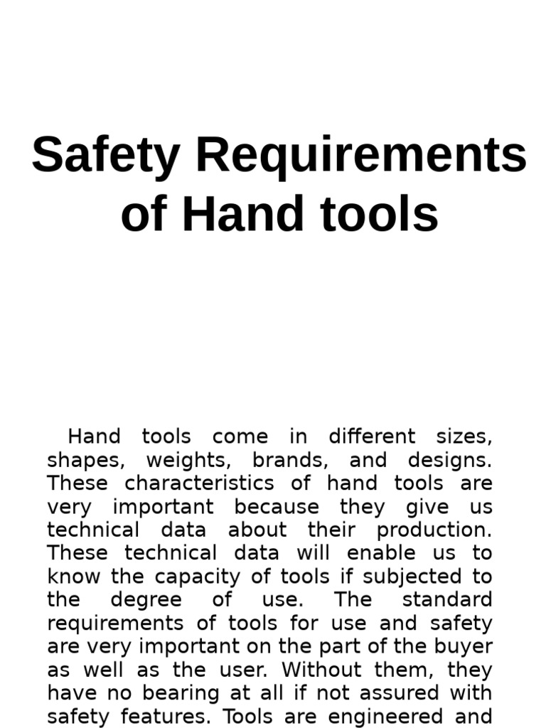 Safety Requirments | PDF | Hammer | Information
