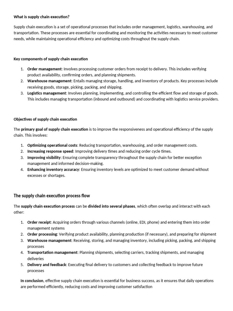 Understanding Supply Chain Execution | PDF | Warehouse | Logistics