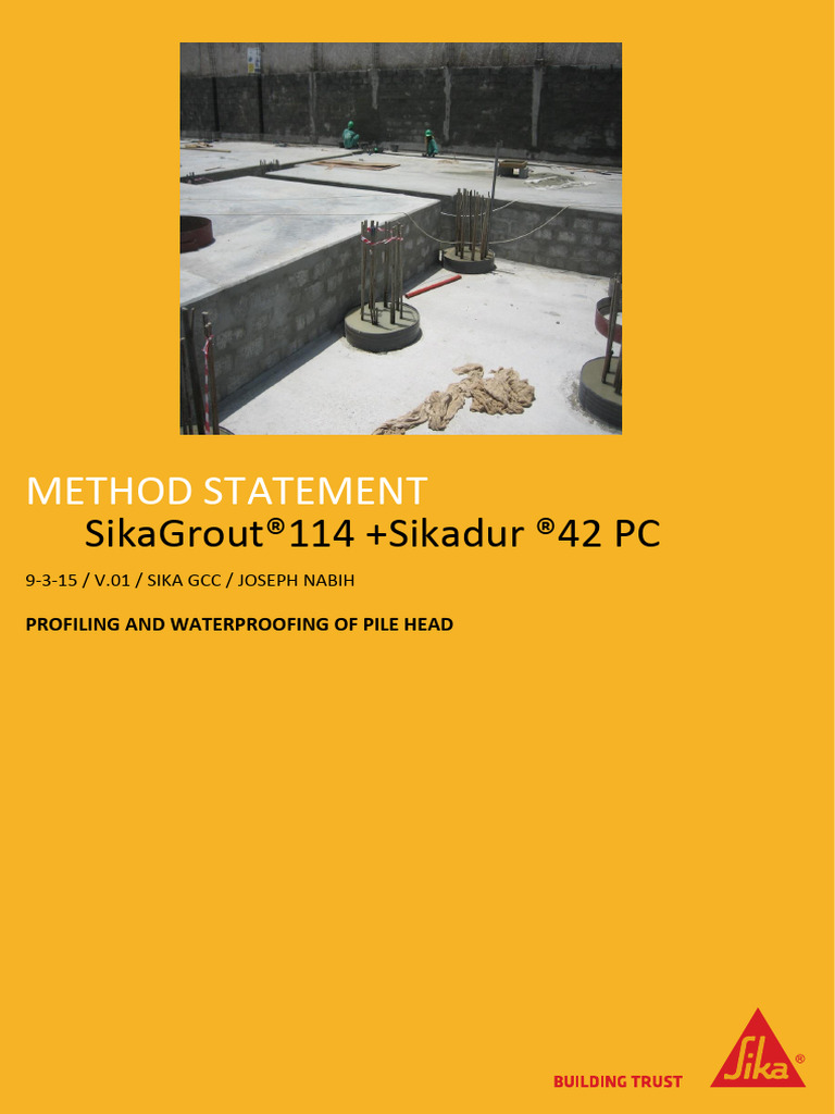 Pile Head Waterproofing Method Statement | PDF | Concrete | Deep Foundation