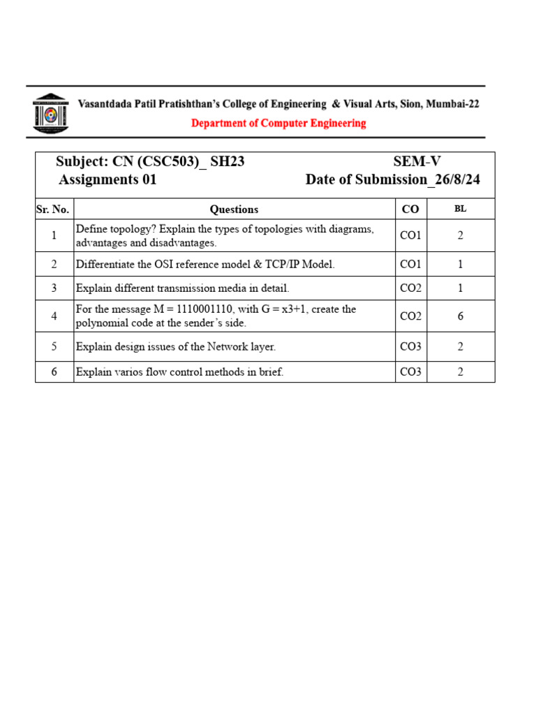 CN - Assignments 1 | PDF