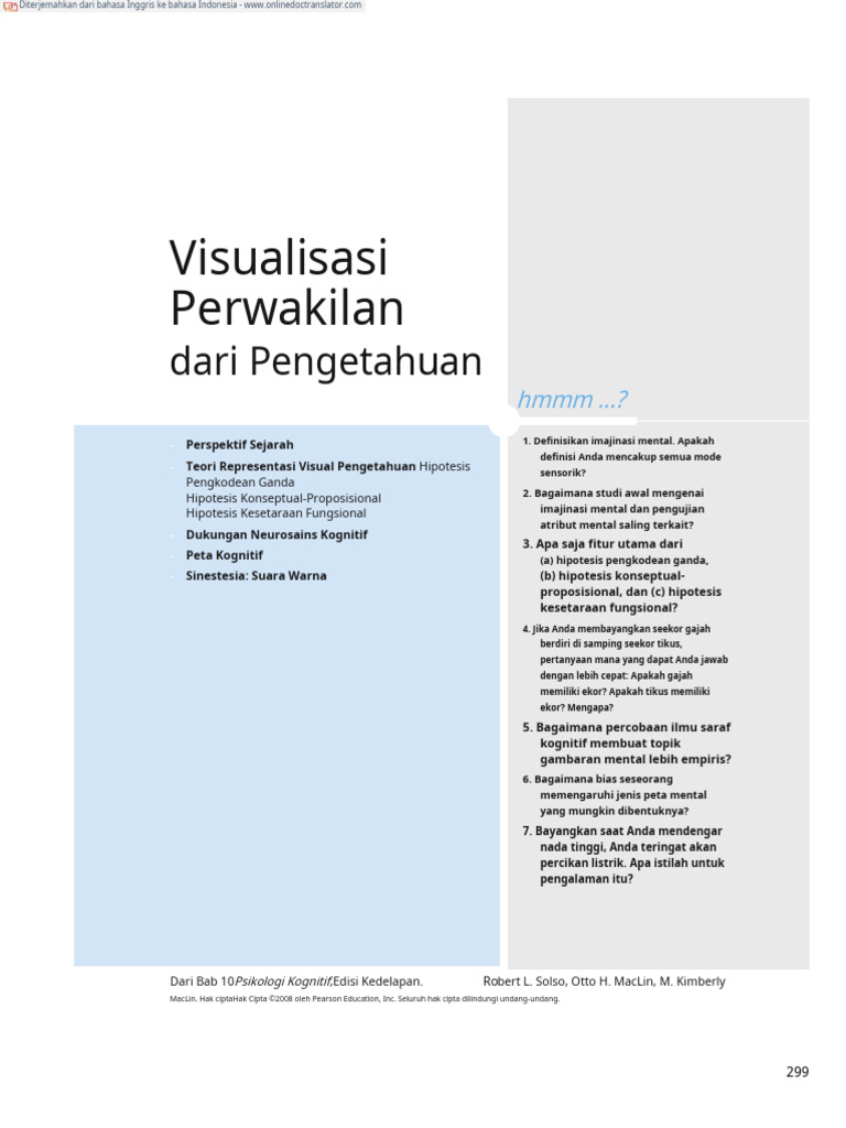 Representasi Visual dalam Psikologi Kognitif | PDF