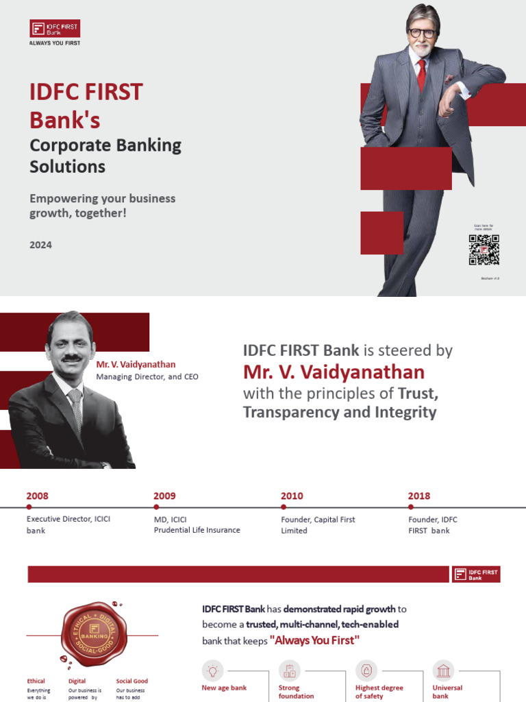 IDFC FIRST Bank Corporate Solutions Overview | PDF | Banks | Expense
