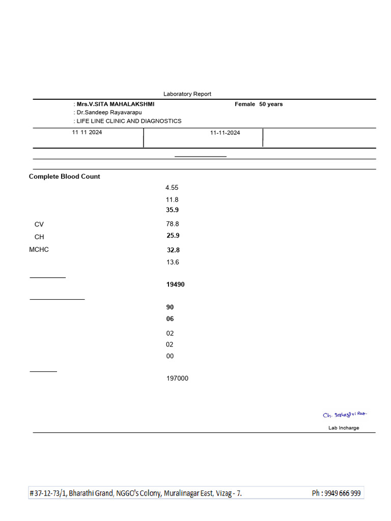 Hematology Report for Mrs. Sita Mahalakshmi | PDF | White Blood Cell ...