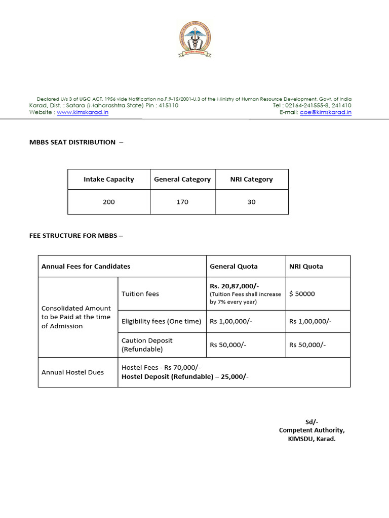 Fee Structure For Mbbs Pdf