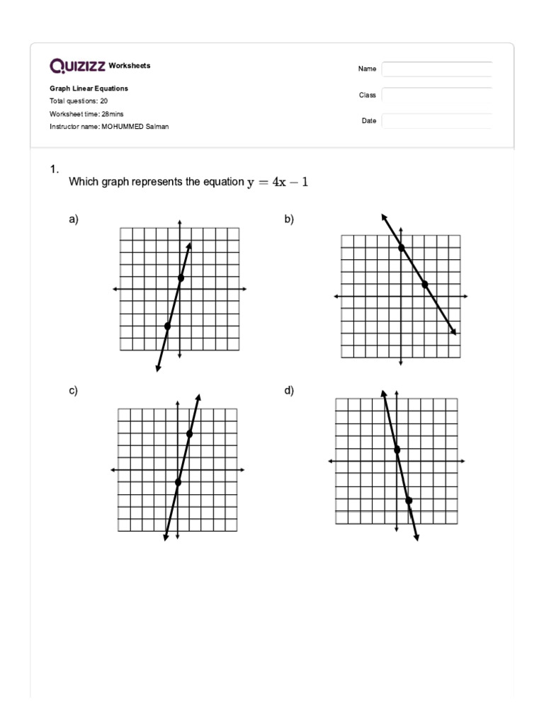 Graph Linear Equations - Q Key 006 | PDF