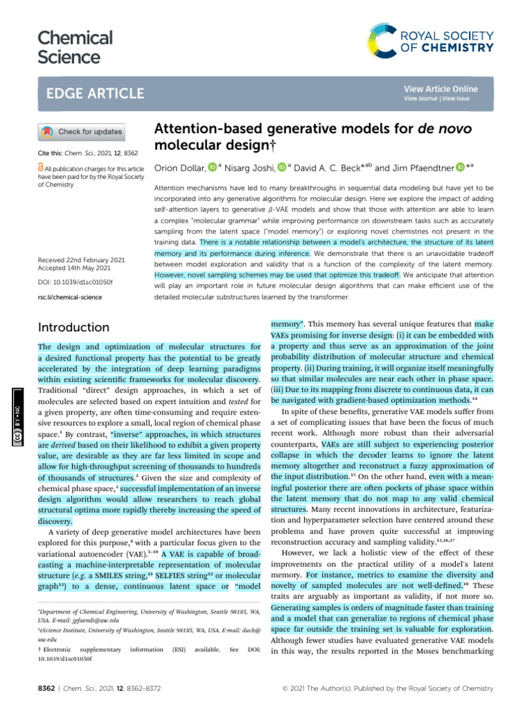 Attention in Generative Molecular Design | PDF | Applied Mathematics