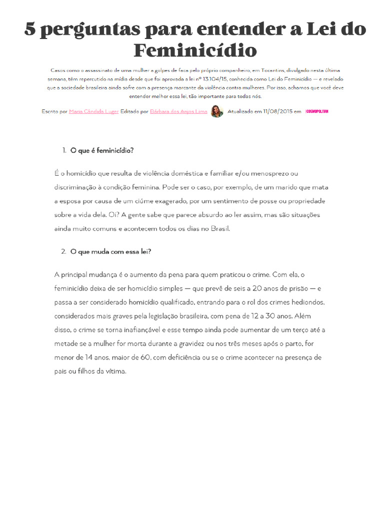 Lei Feminicidio | PDF