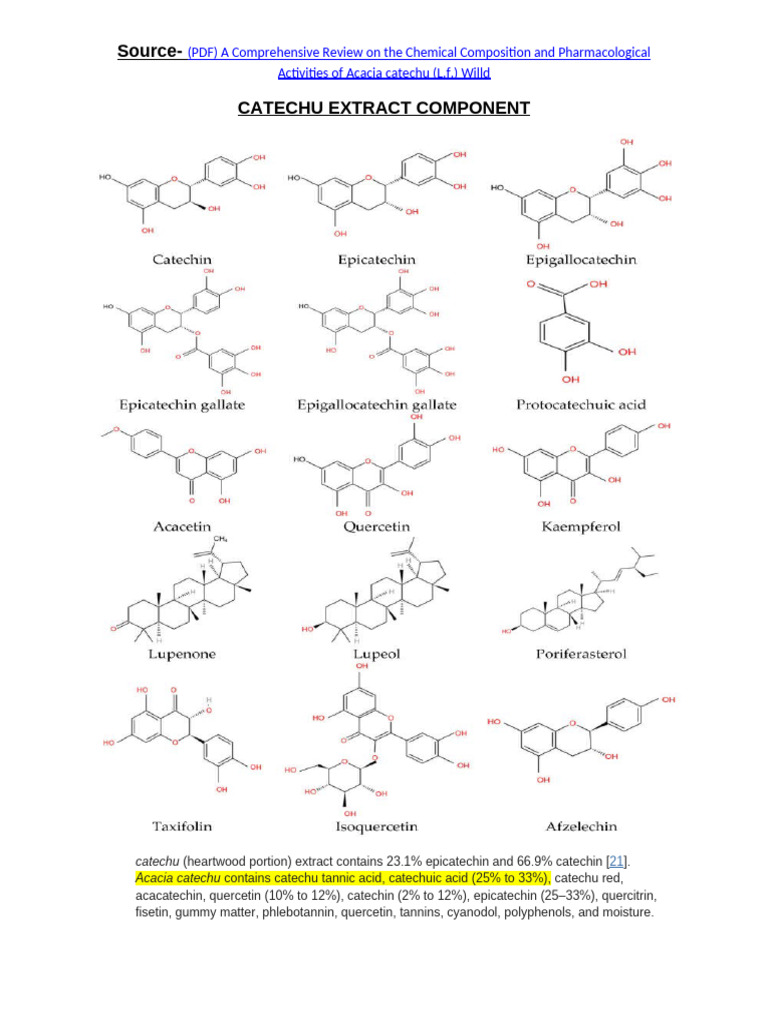 Chemical Constituents of Catechu Types | PDF | Chemical Substances