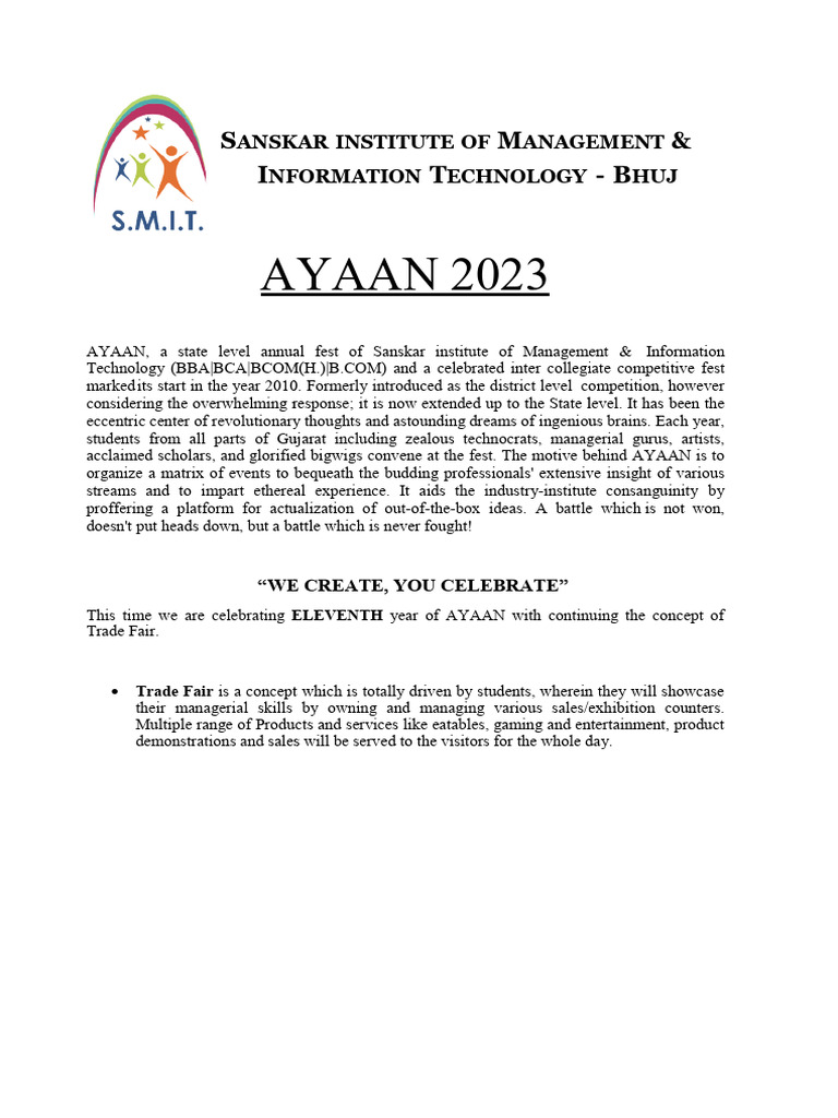 Ayaan 2023: Gujarat's Annual Tech Fest | PDF | World Wide Web ...