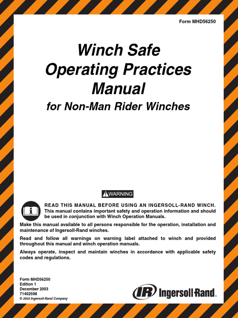 Ingersol Rand Winch Safe Operating Practices MHD56250 | PDF | Wire | Valve