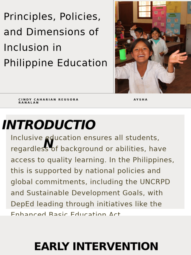 Principles of Inclusive Education in PH | PDF | Inclusion (Education ...