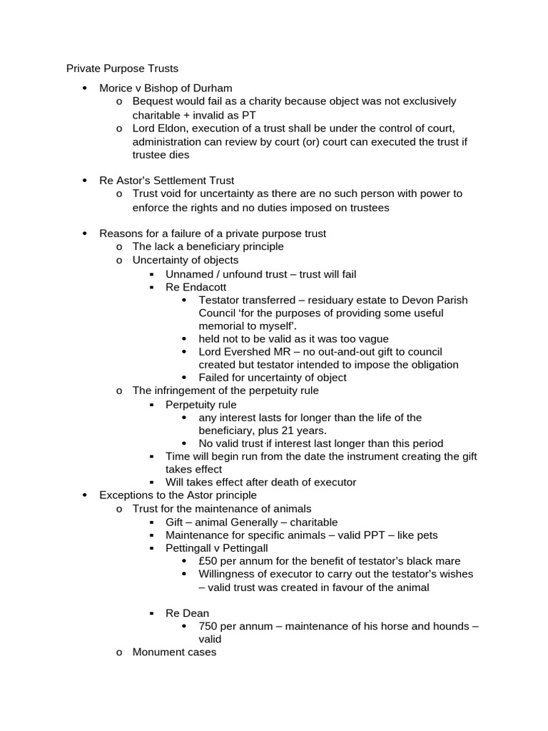 Private Purpose Trusts | PDF | Trustee | Wills And Trusts