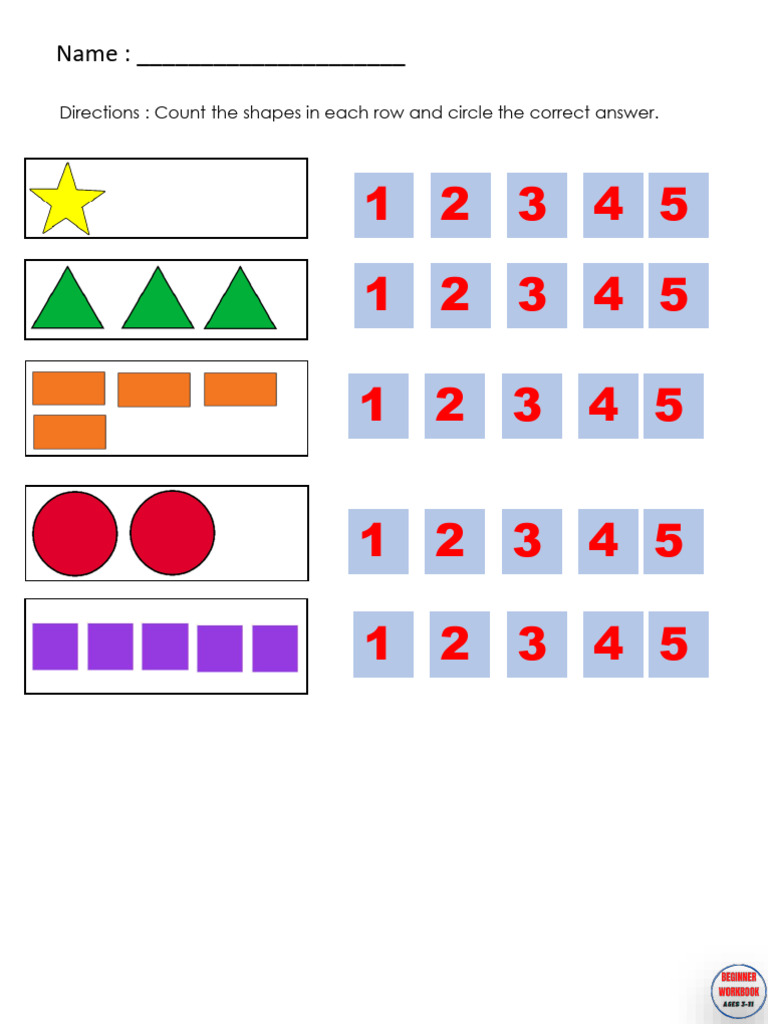 A.5.Count Shapes in Rows Up To 5 | PDF