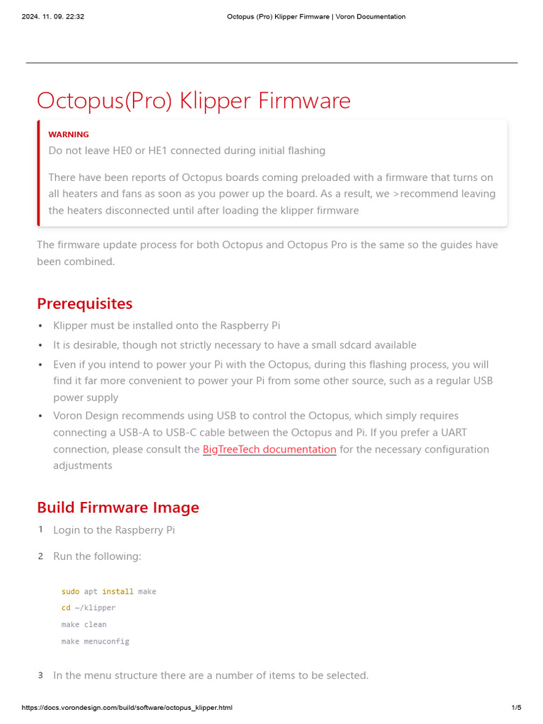 Octopus Pro Klipper Firmware Guide | PDF | Booting | Usb