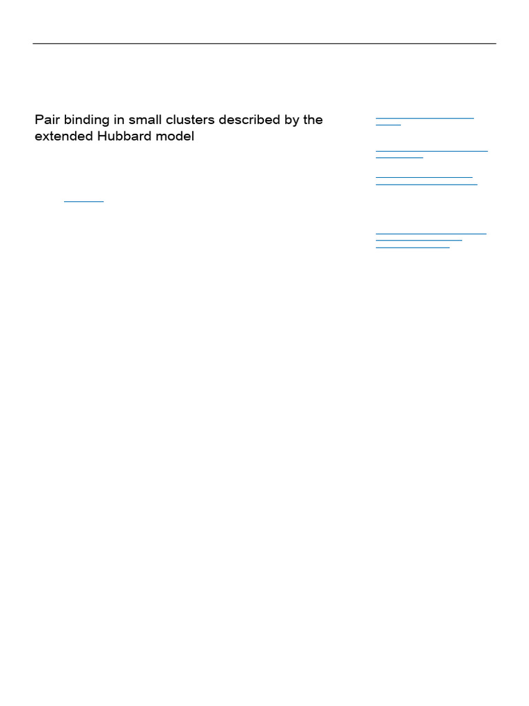 Pair Binding in Small Clusters Described by The Extended Hubbard Model ...