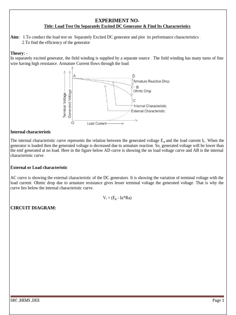 Dc shunt generator load test new pdf electric generator voltage