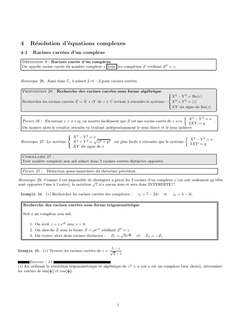 Racines n-ièmes de nombres complexes | PDF