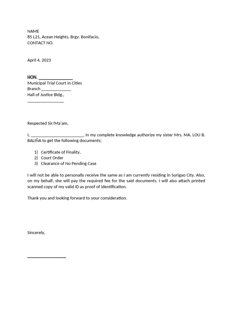 MTC Clearance Appointment Authorization | PDF