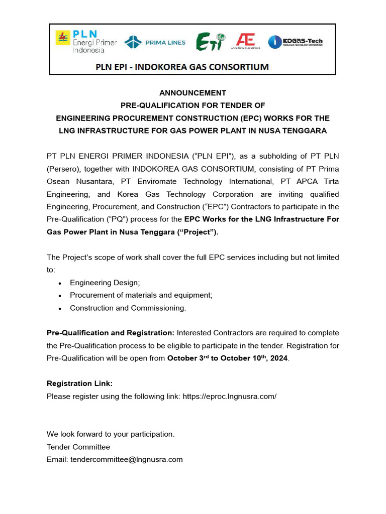 EPC Tender Pre-Qualification Announcement | PDF | Computers