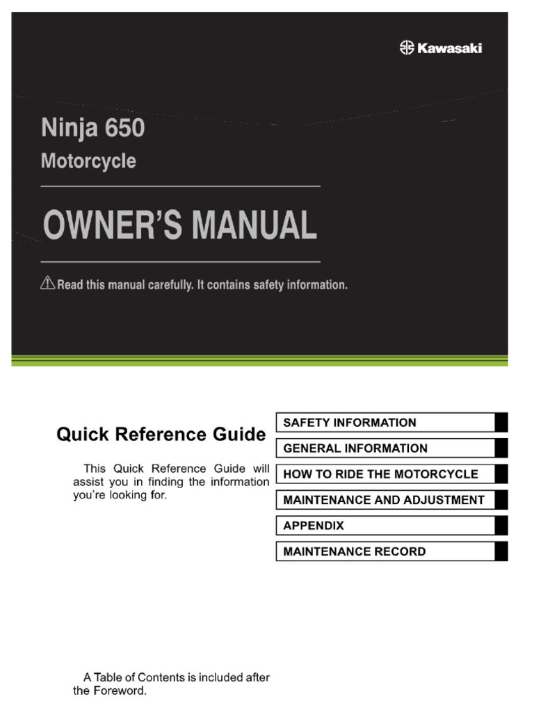 2023 KAWASAKI NINJA 650 SERVICE MANUAL PDF FREE DOWNLOAD visual data 8