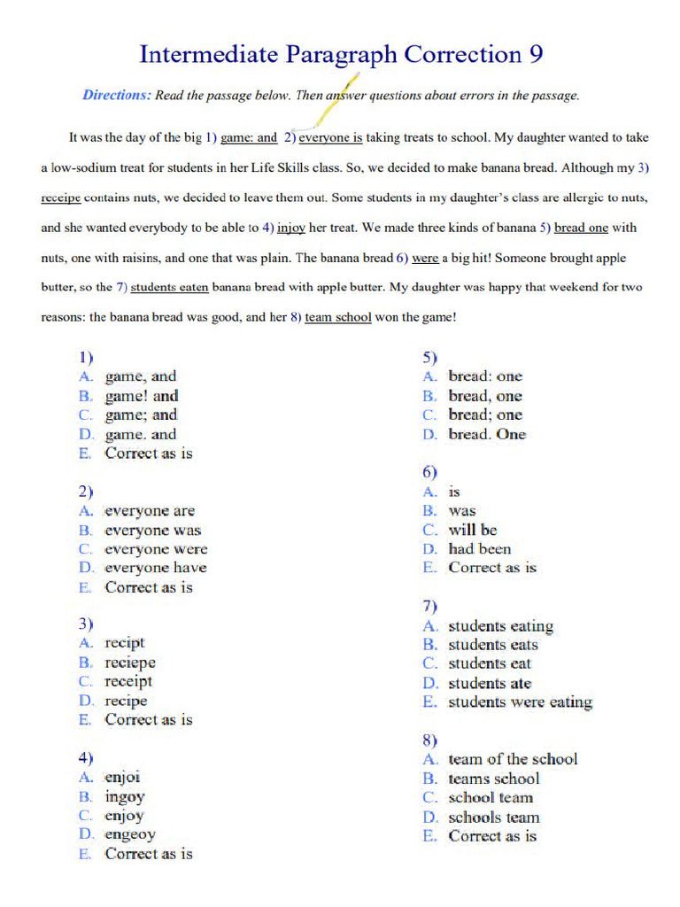 Paragraph Correction 9 | PDF