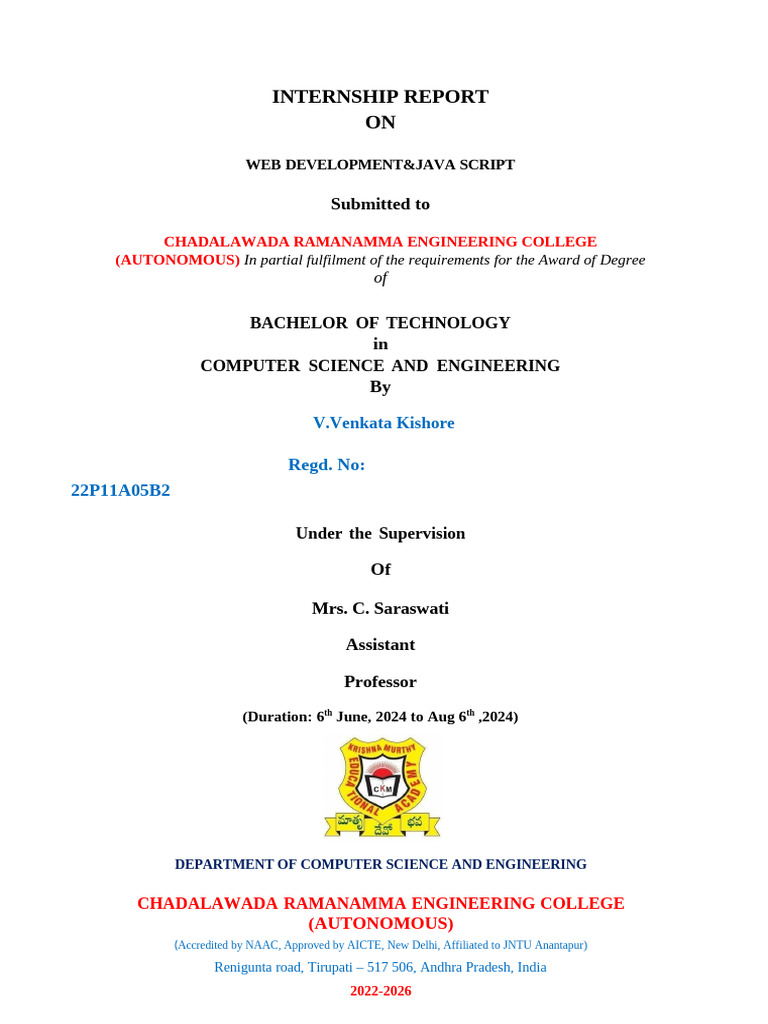 Web Development & JavaScript Internship Report | PDF | Html Element | Html