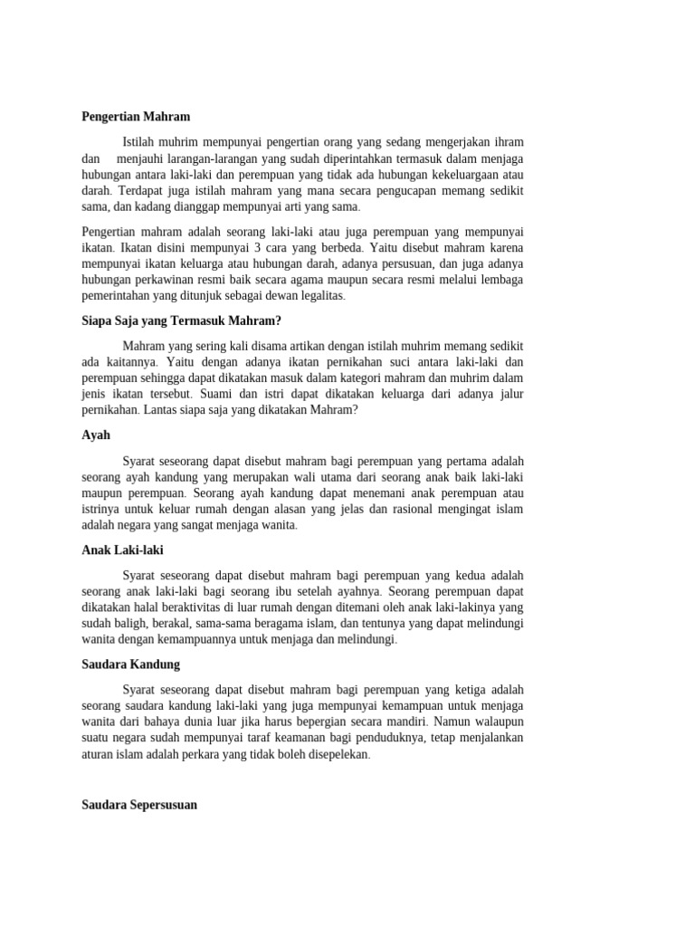 Pengertian dan Syarat Mahram dalam Islam | PDF | Kesehatan Holistik ...