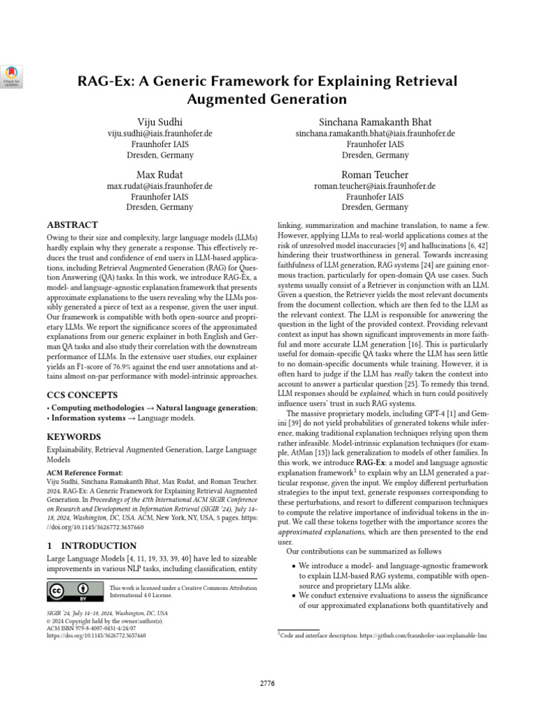 RAG-Ex: Explaining Retrieval Augmented Generation | PDF | Cognitive ...