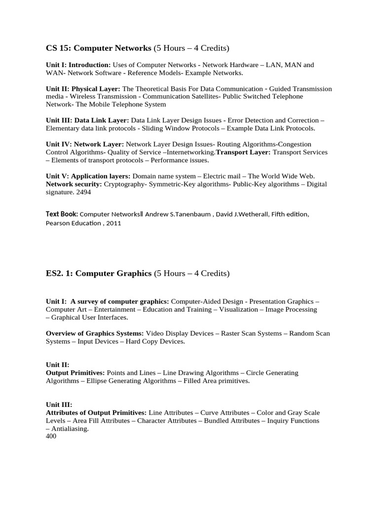 Syllabus | PDF | Computer Network | Computer Graphics