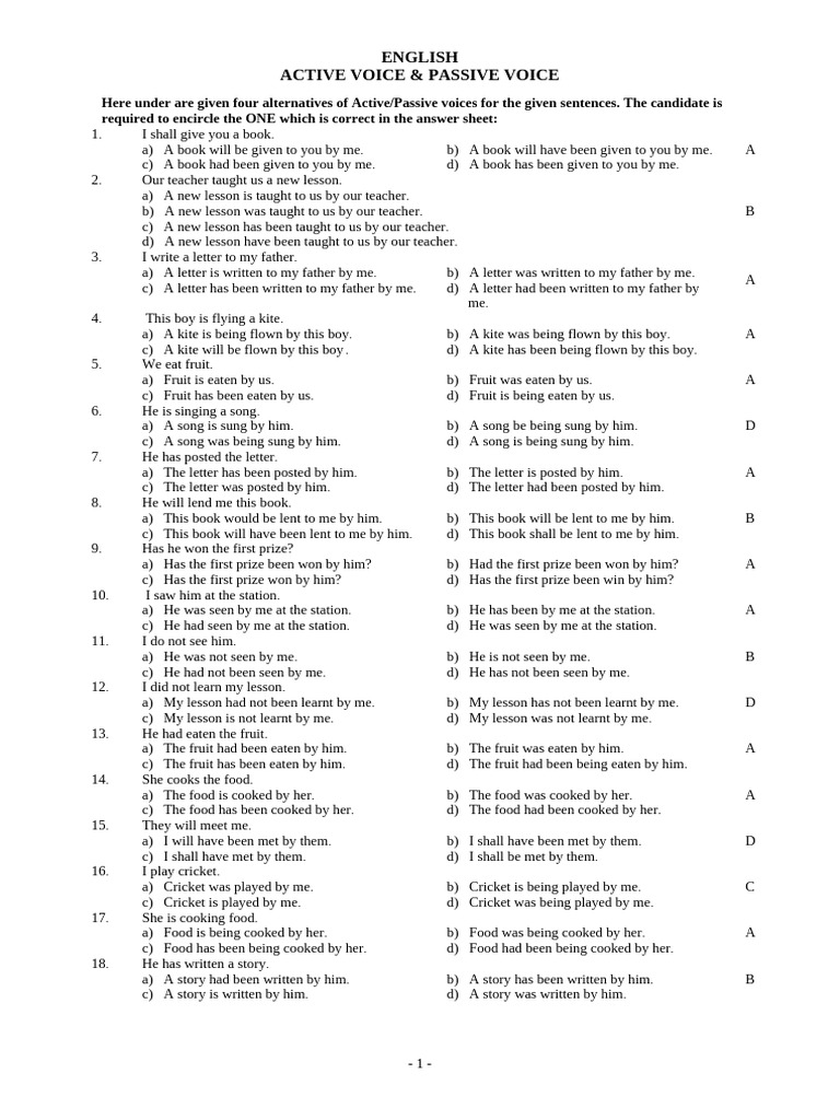 Active and Passive Voice Exercises | PDF | Language Arts & Discipline