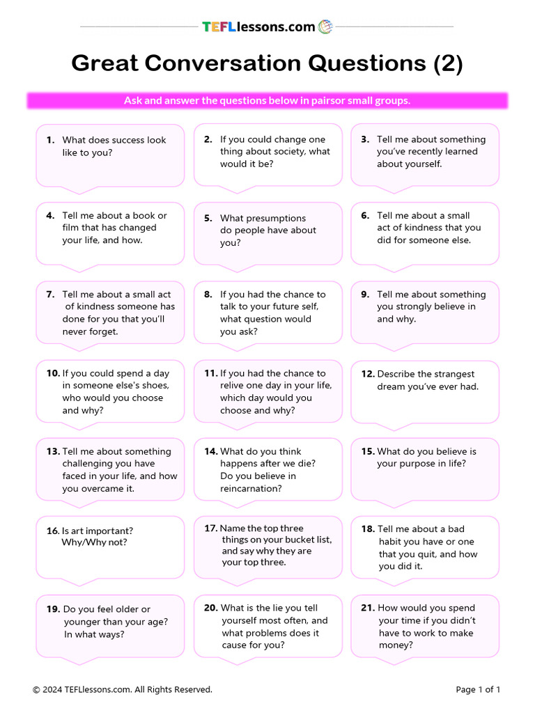 Engaging Conversation Starters | PDF | Self-Improvement