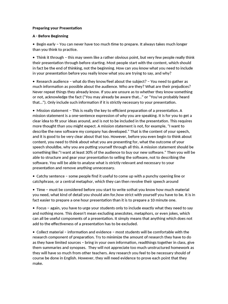 Preparing Your Presentation NOTES | PDF | Thought | Cognition