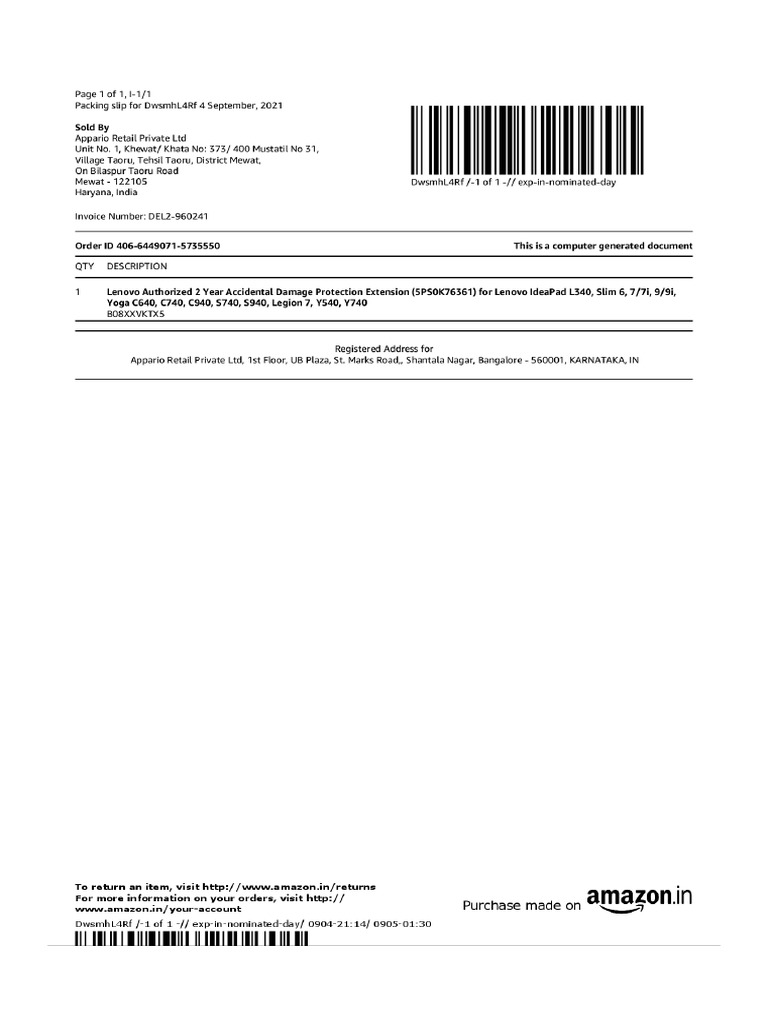 ADP Packingslip | PDF