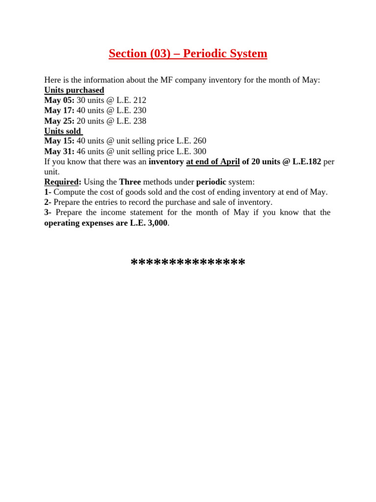 May Inventory Analysis for MF Company | PDF | Finance & Money Management
