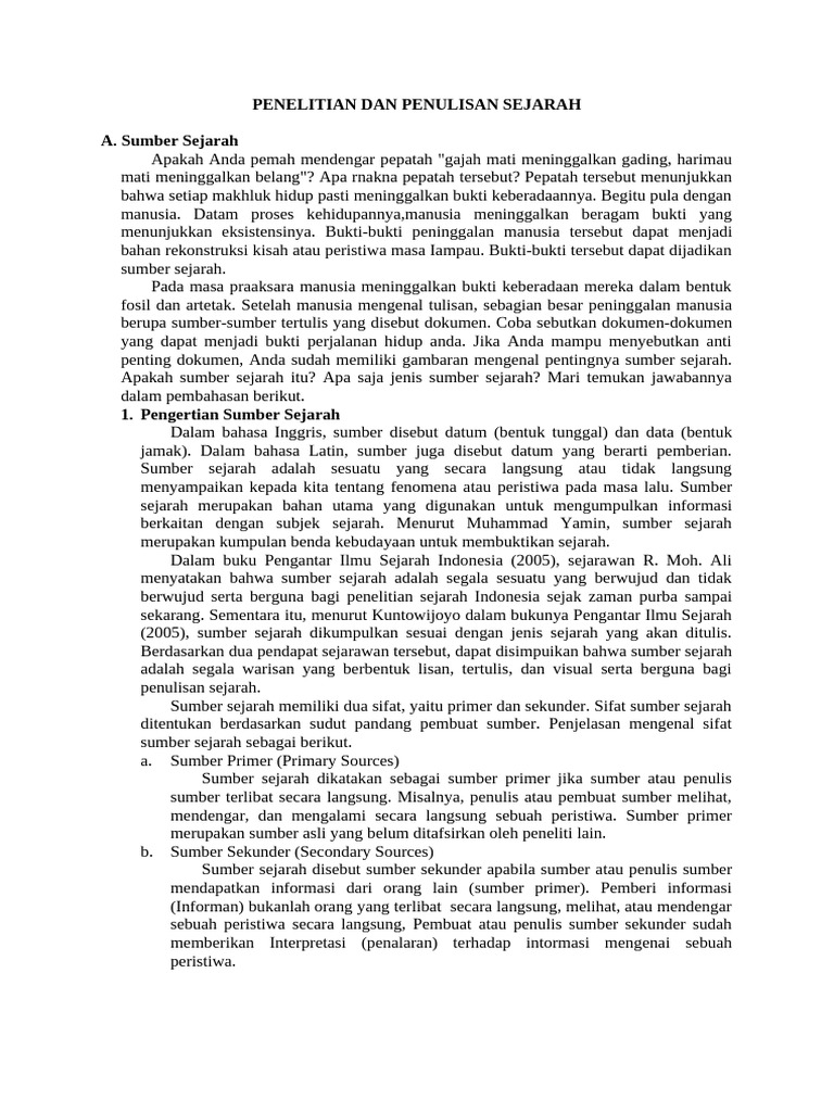 Sumber Sejarah dan Penelitiannya | PDF | Ilmu Sosial | Kajian Bahasa Asing