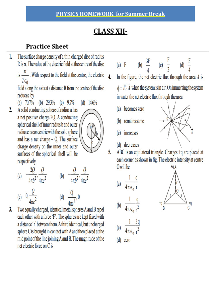 Class XII Physics Homework | PDF