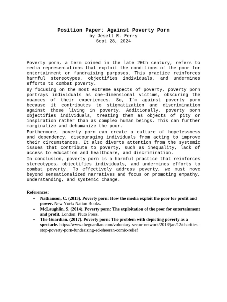 Critique of Poverty Porn in Media | PDF