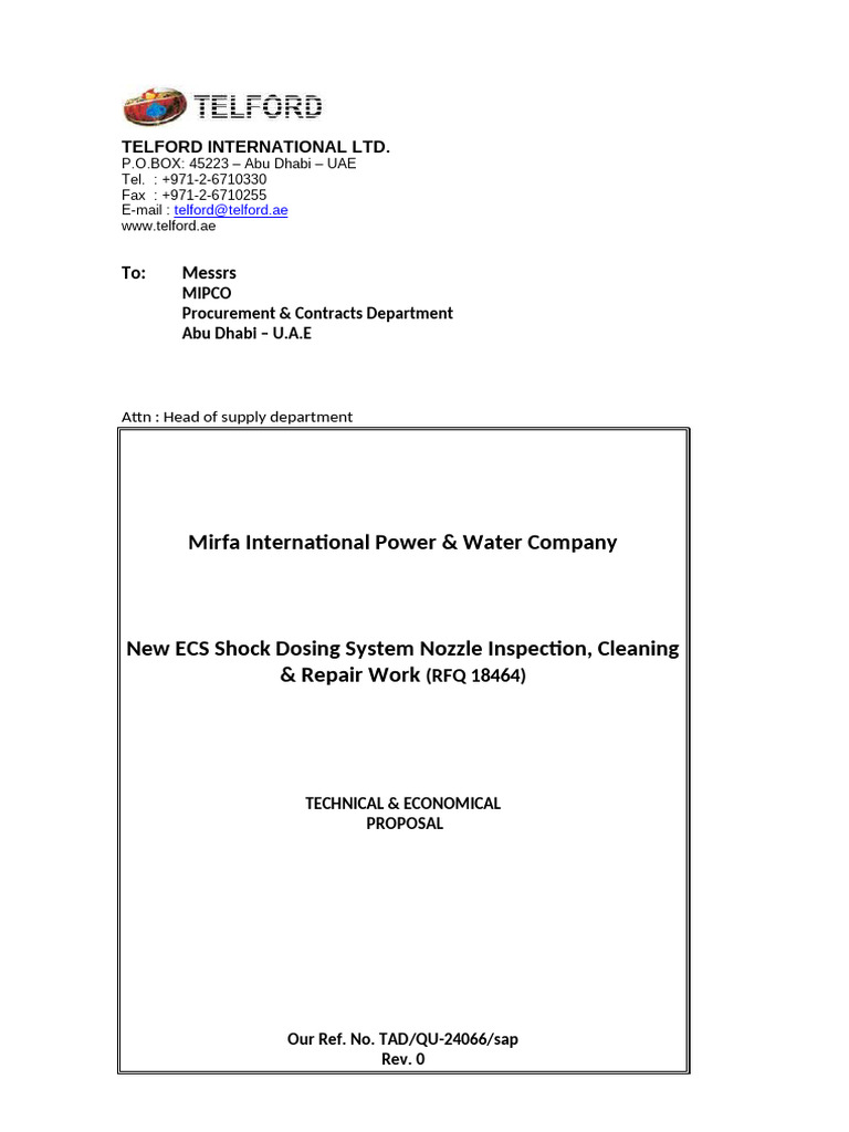 MIPCO Proposal for Underwater Inspection | PDF | Underwater Diving