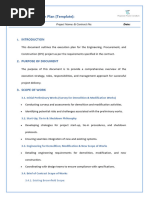 Contract Execution plan