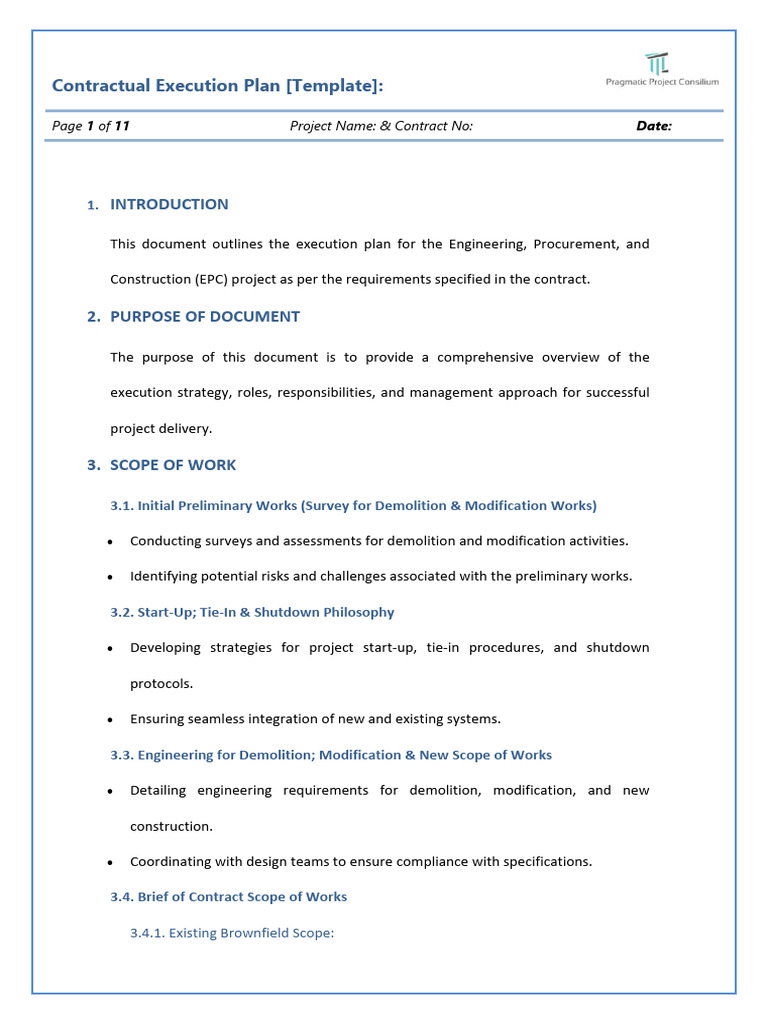 Contractual Execution Plan Template | PDF | Quality Assurance | Procurement
