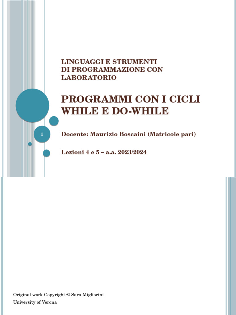 Lab04-05 Costrutti Di Iterazione Istruzioni While Do-While | PDF