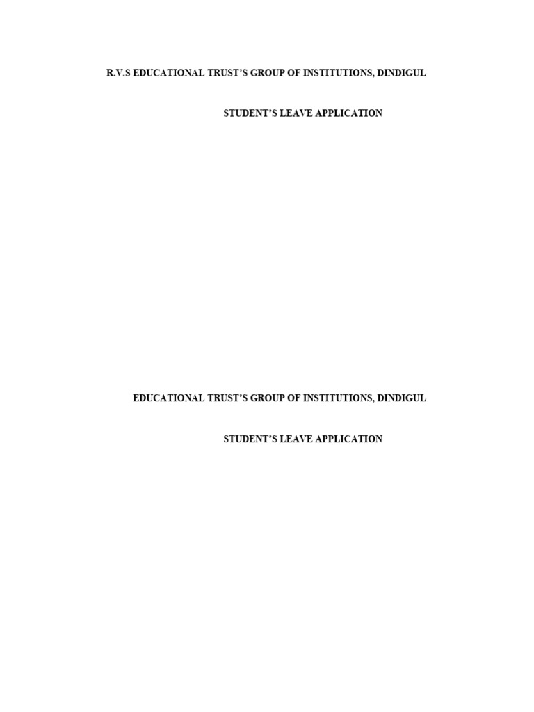 First Year Leave Application Form | PDF